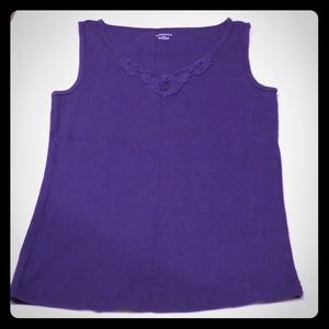 Purple tank top with lace embellishment